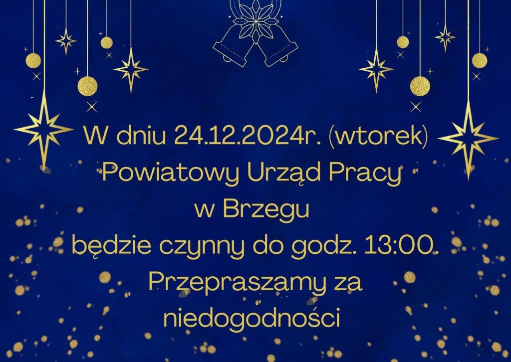 Informacja o godzinach funkcjonowania Urzędu w dniu 24.12.2024 w formie grafiki